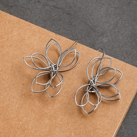 Twisted Lotus Ear Wire Earrings - Picture 2 of 6